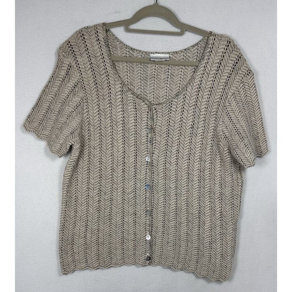 VTG Croft & Barrow Crochet Cardigan Top Womens Medium Cottagecore Sweater Boho L